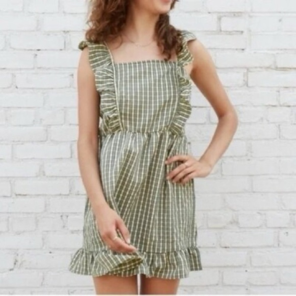 Wild Fable Gingham Ruffle Apron Dress Size Small